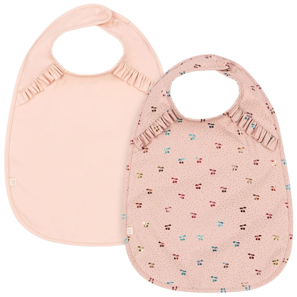 2 Pack Dinner Bib With Frill Fairy Cherry/Cameo Rose