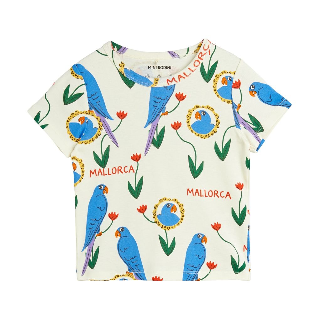 GOTS Parrots Printed T-Shirt Multicolor