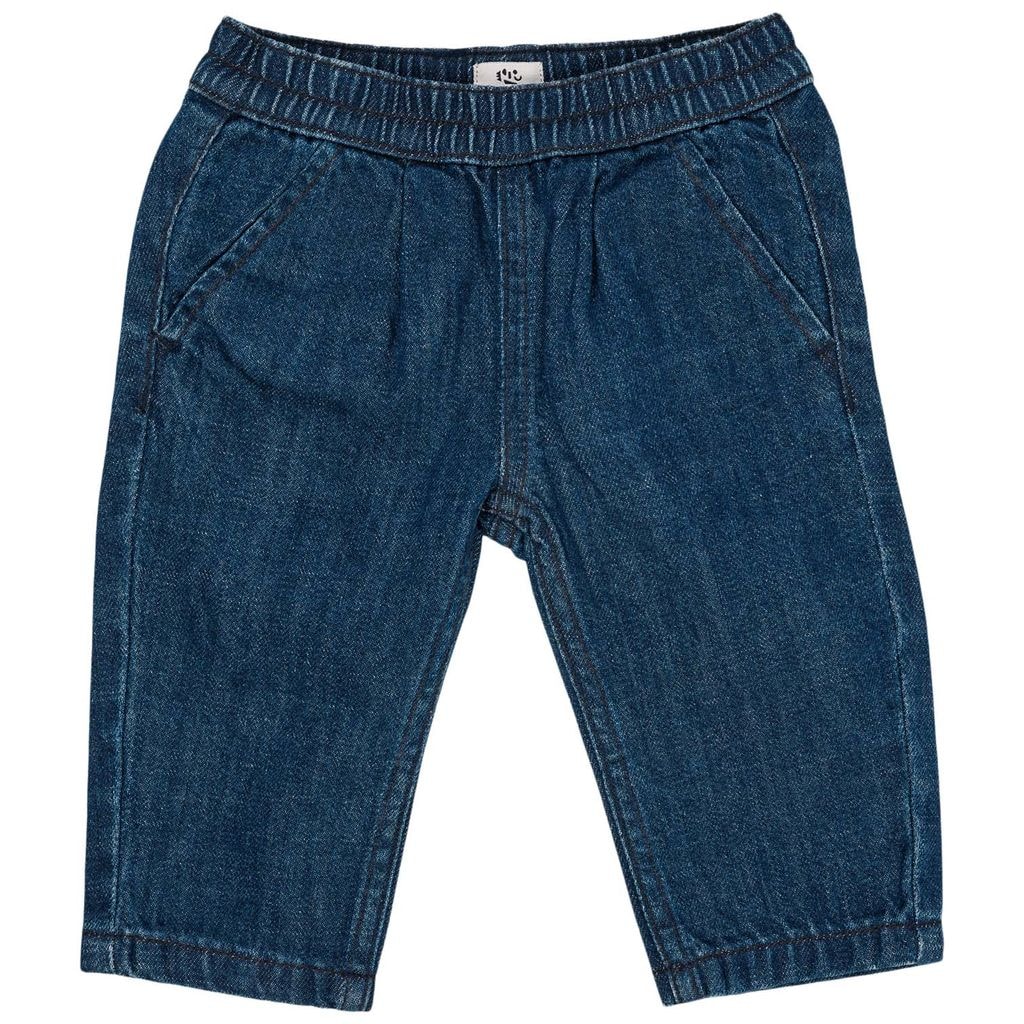 Organic Cotton Baby Jeans Dark Indigo Blue Washed