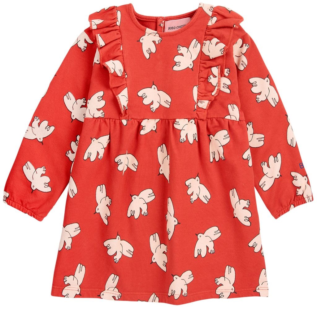 Freedom Bird Printed Baby Dress Red