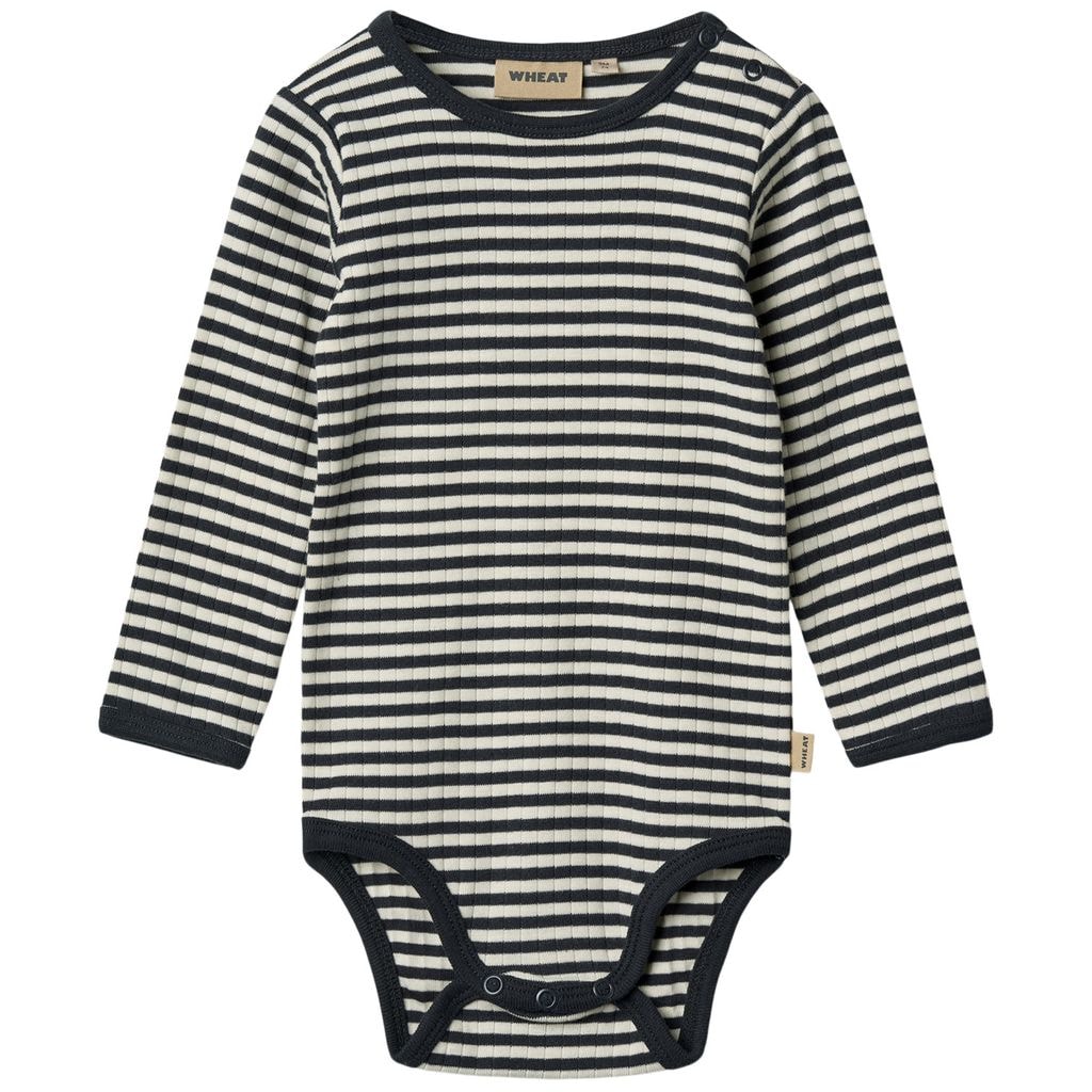 GOTS Berti Baby Body Navy Rib Stripe