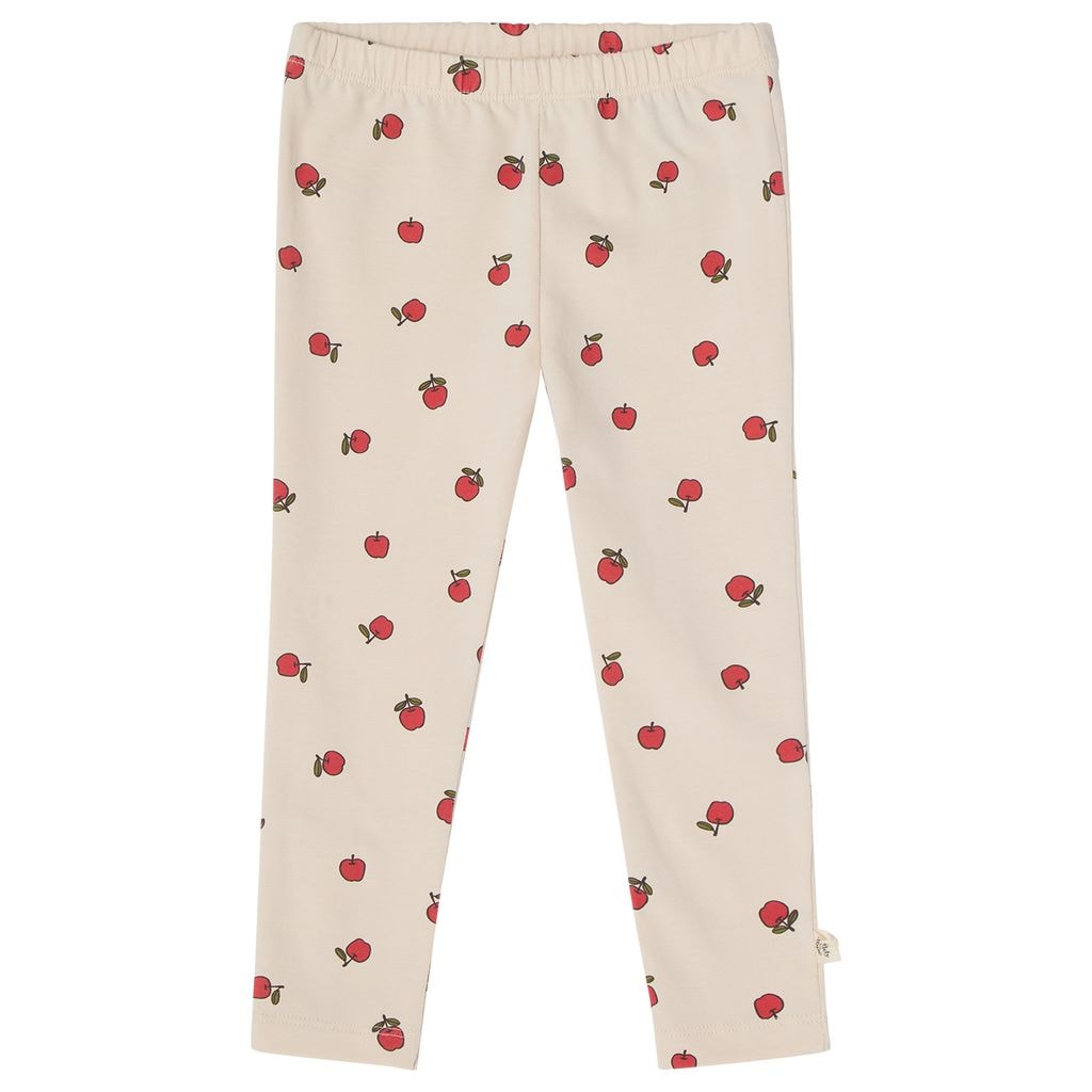 Kalle GOTS Mønstrete Leggings Med Epler Kremhvit