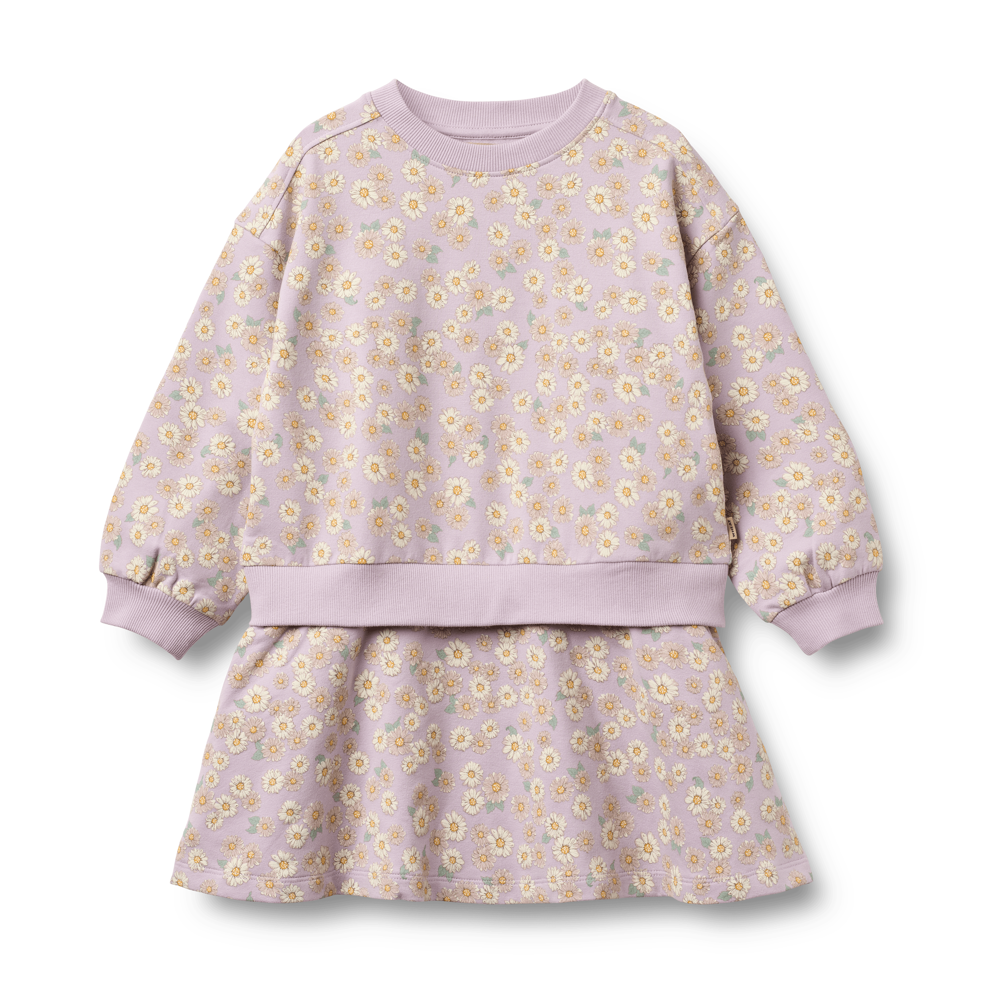 GOTS Maggie Sweat-kjole Lavender Daisies 