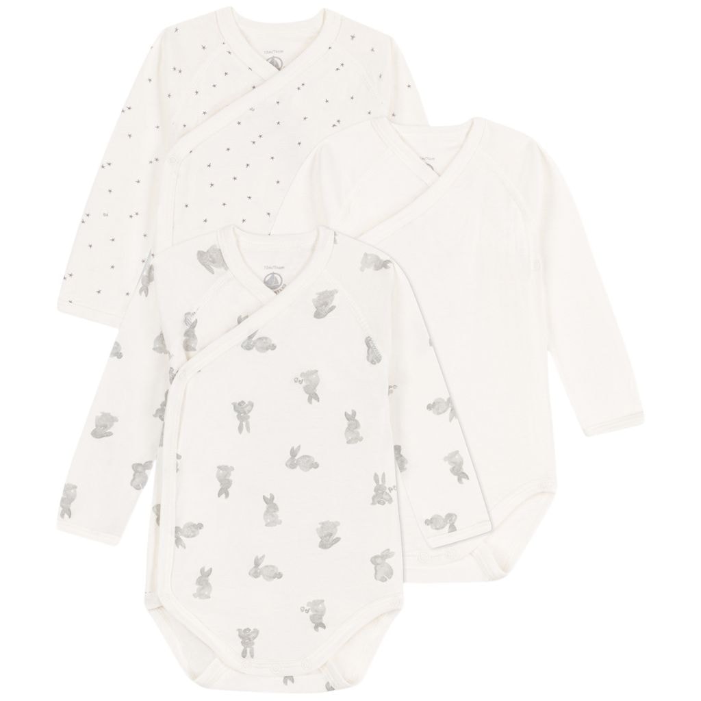 3-Pack Wrapover Baby Bodysuits Marshmallow Mistigri
