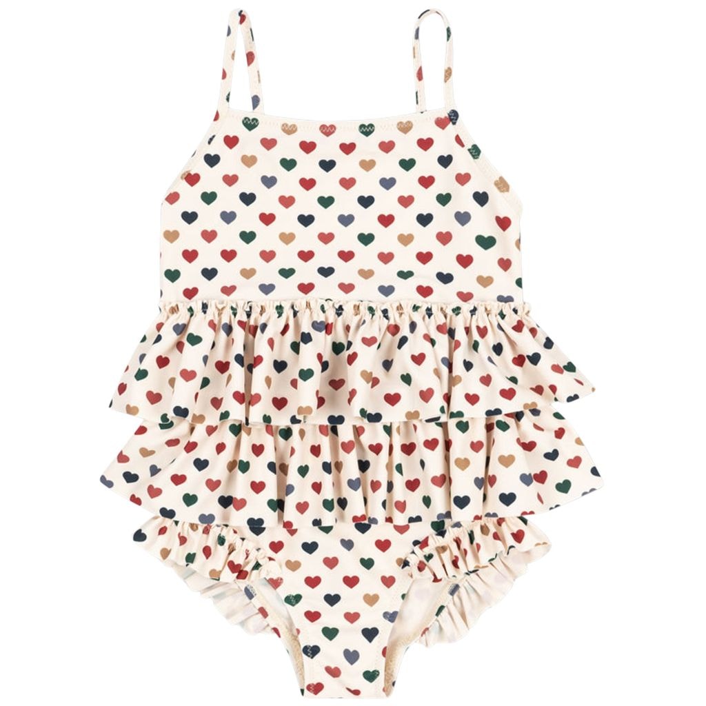 GOTS Manuca Frill Swimsuit Coeur Coloré