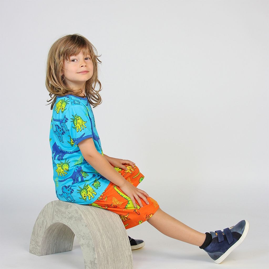 Mönstrad Mjukisshorts Med Dinosaurier Orange