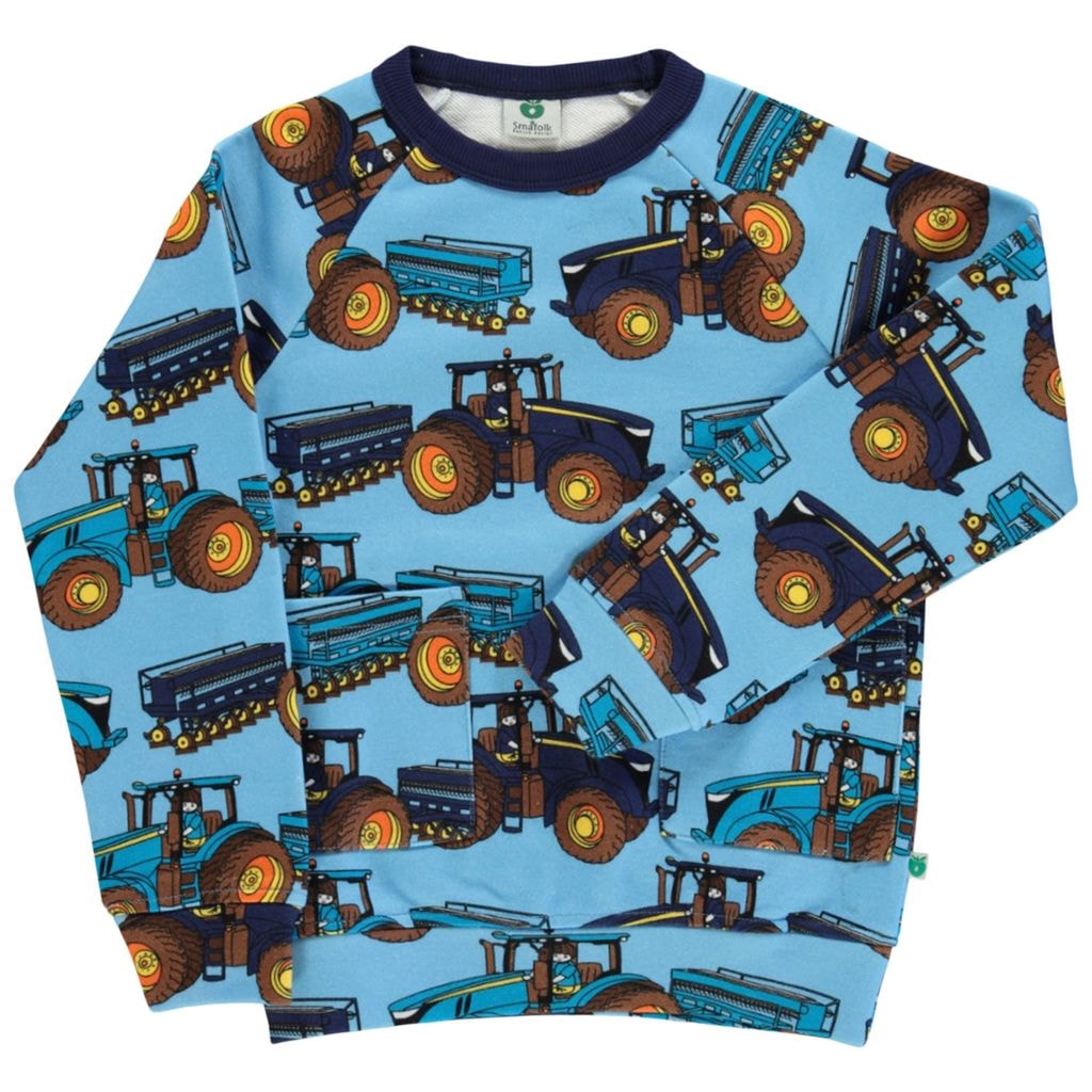 Mønstret Sweatshirt Med Traktorer Blue Grotto