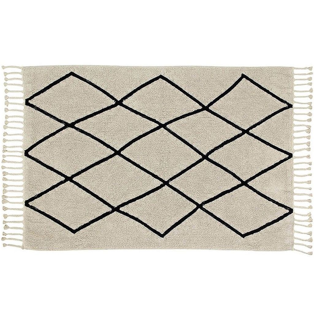Bereber Canvas Tvättbar Matta Svart/Off White 140 x 200 cm
