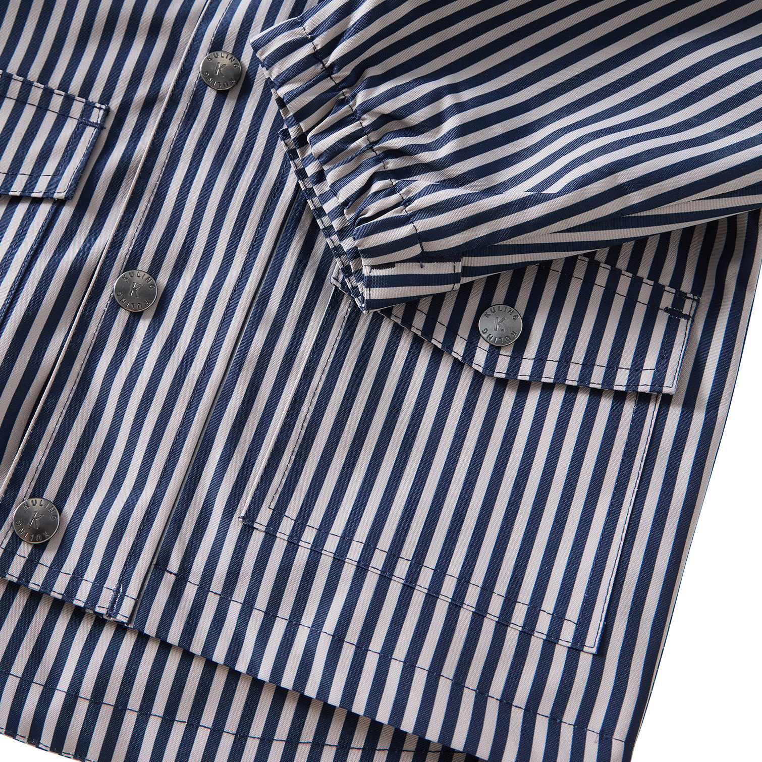 Stockholm Skaljakke Navy Taupe Stripe