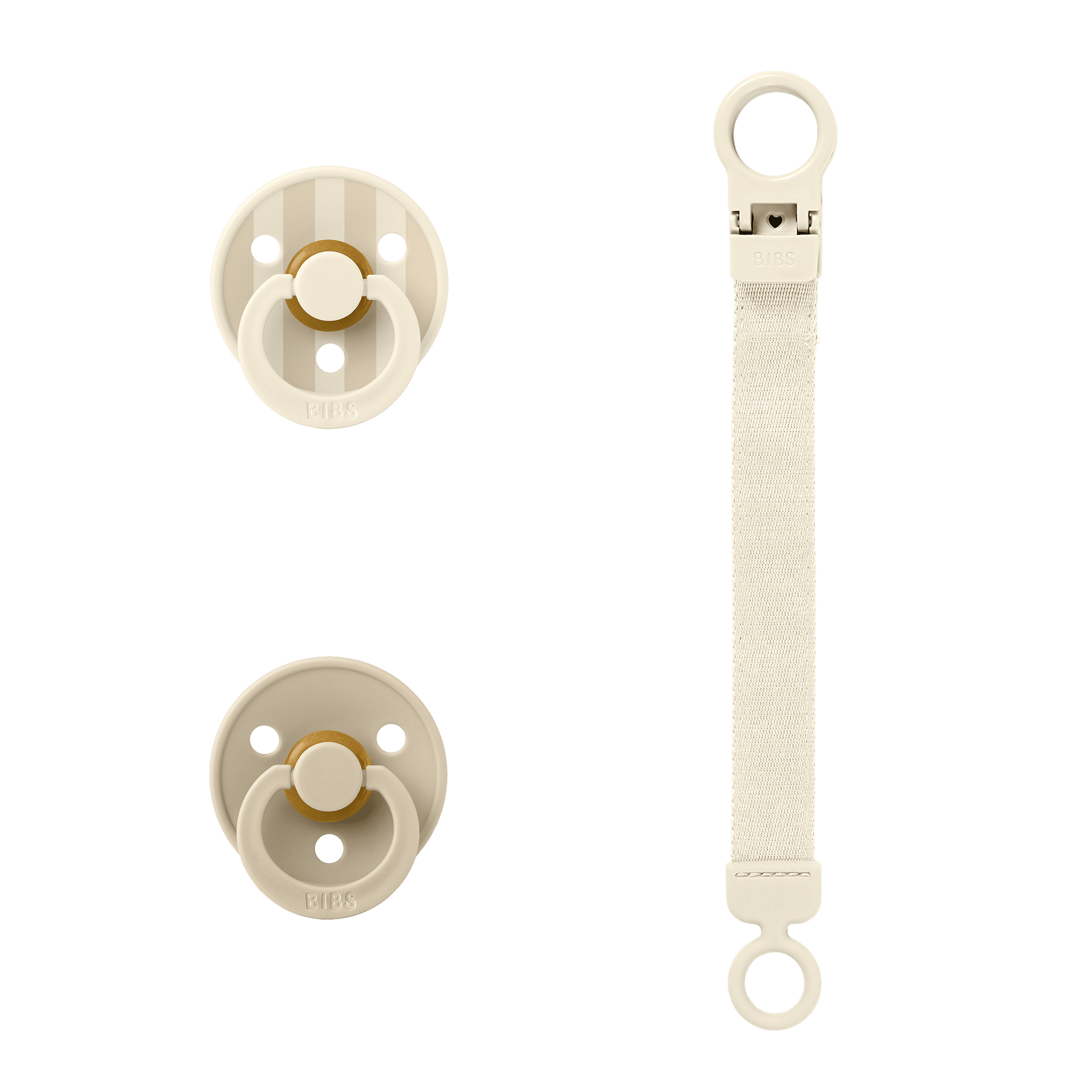 BIBS Presentset Med Napp Och Napphållare Ivory 