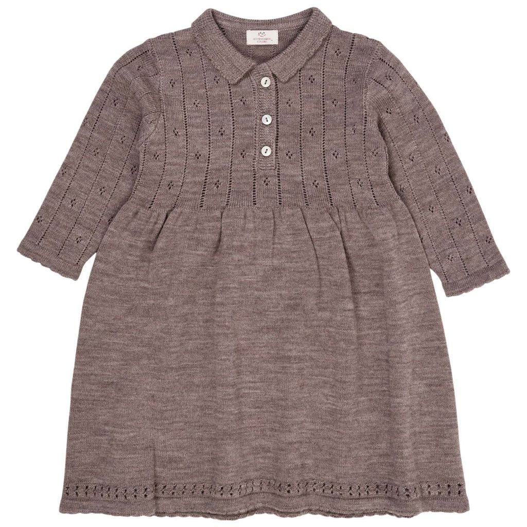 Merino Wool Pointelle Dress Natural Melange
