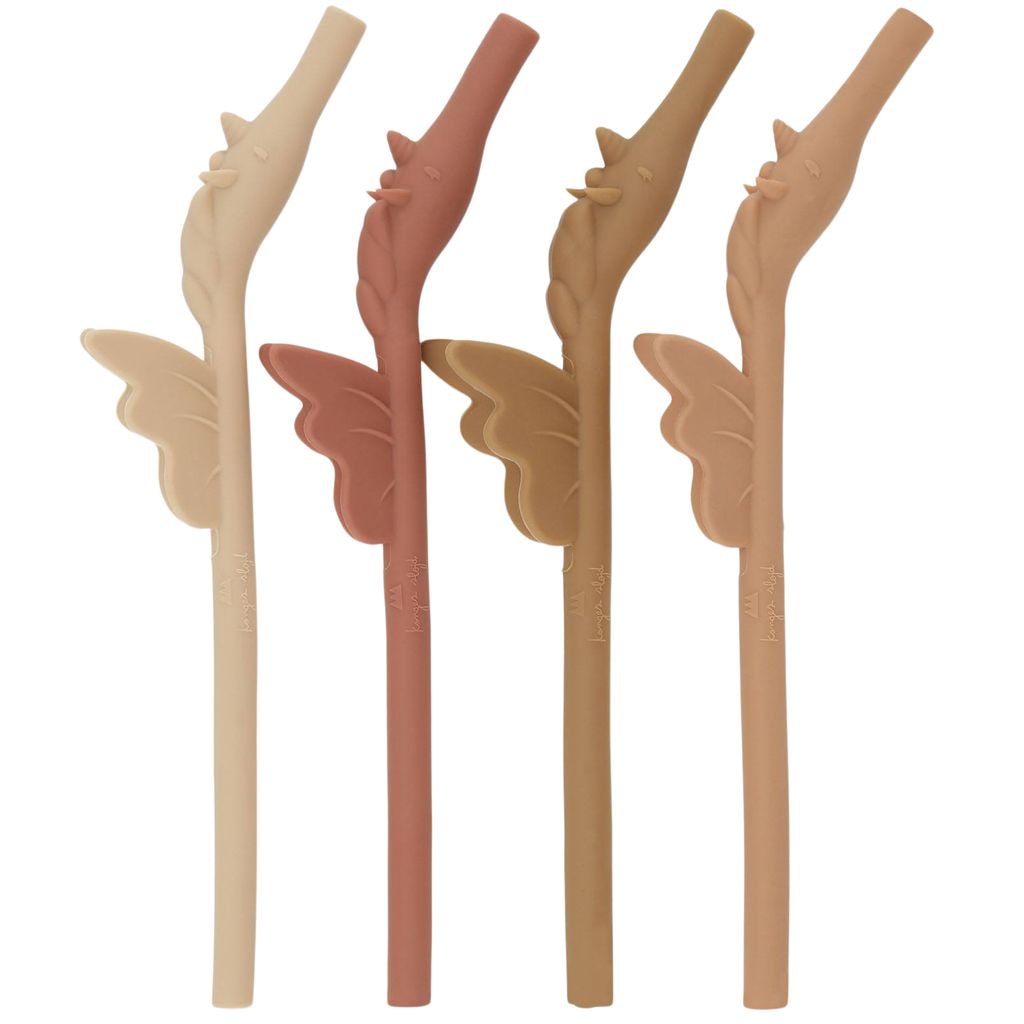 4-Pack Unicorn Silicone Straws Rose Mix
