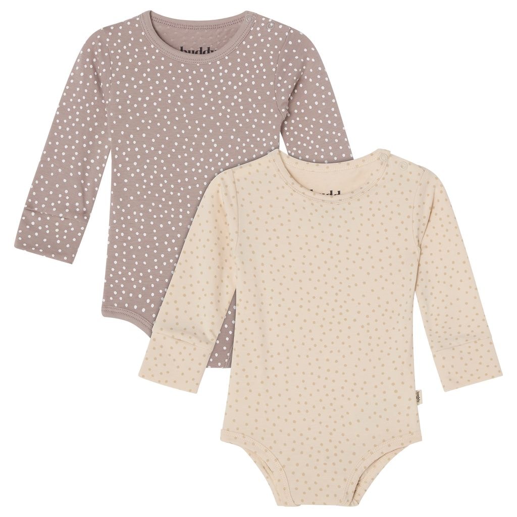 GOTS Petter Body 2-pack Beige / Taupe Dots