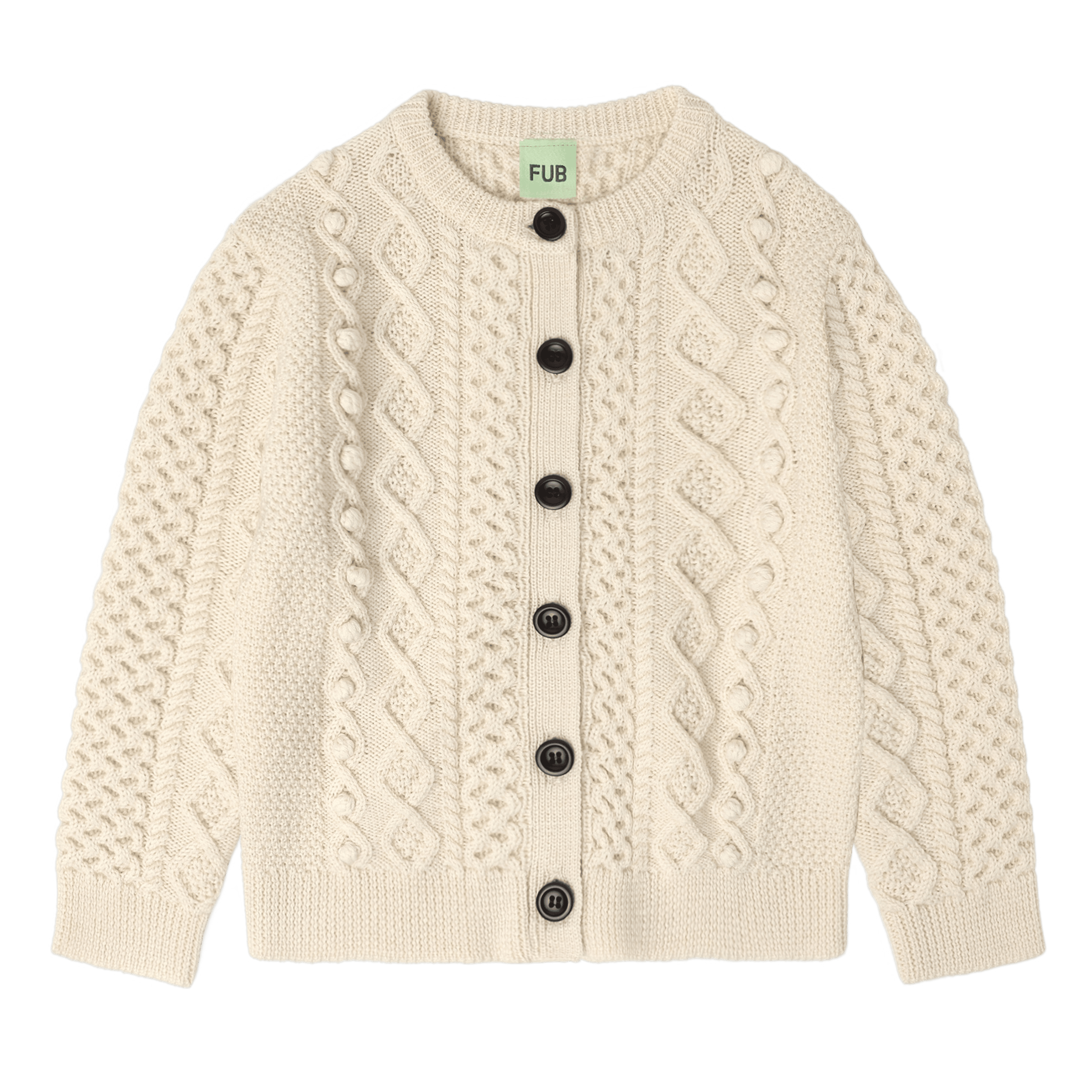 Aran Wool Cardigan Ecru