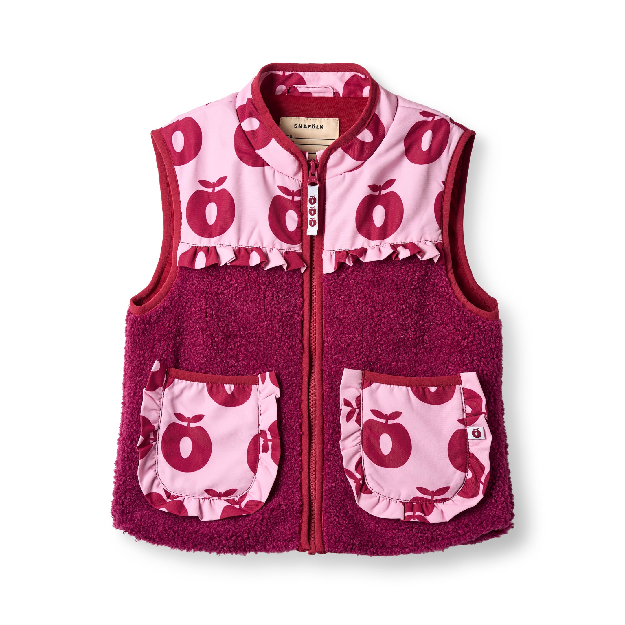 Katy Fleece Vest with Apples Pink lilac