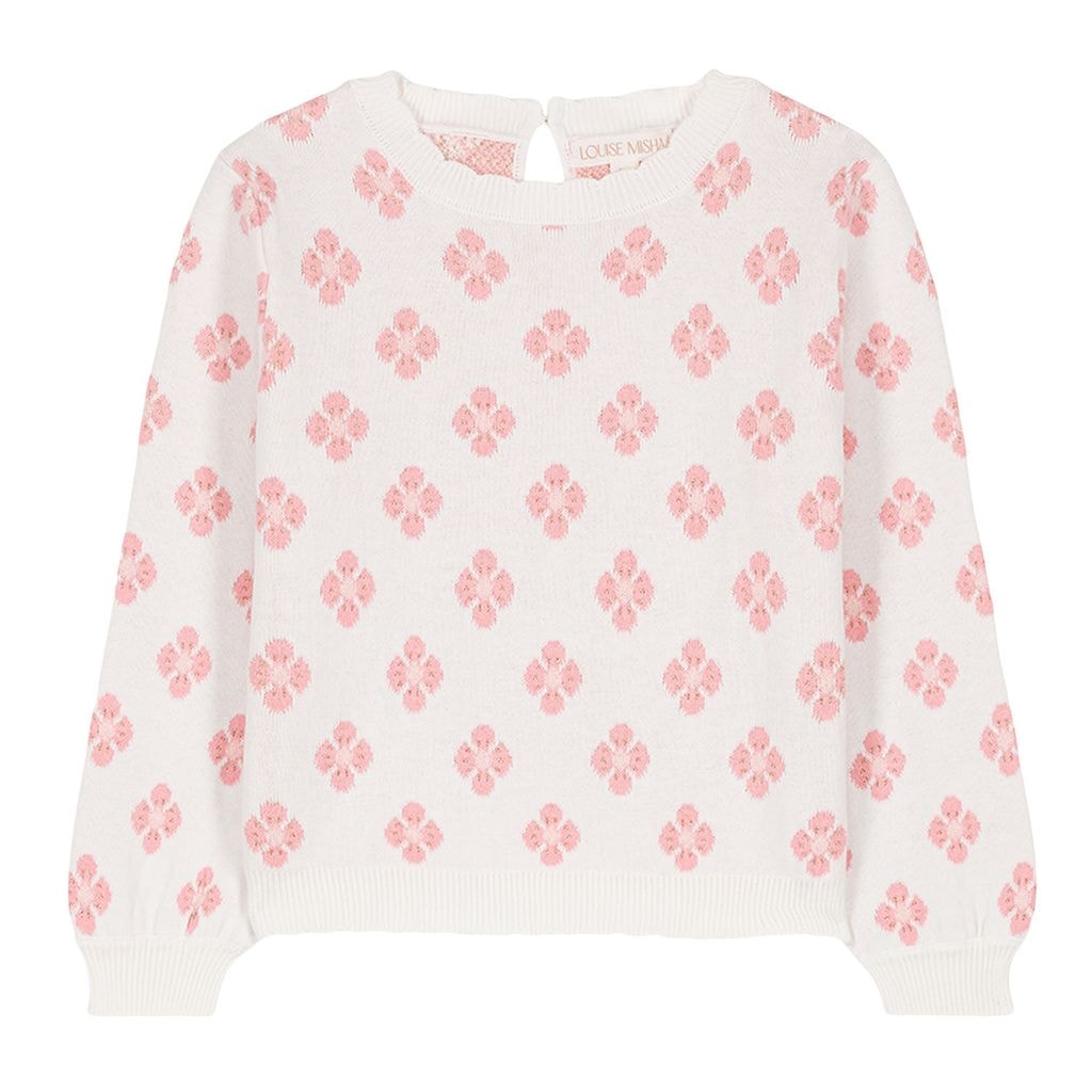 Alice Knitted Baby Sweater Floral Jaqcuard
