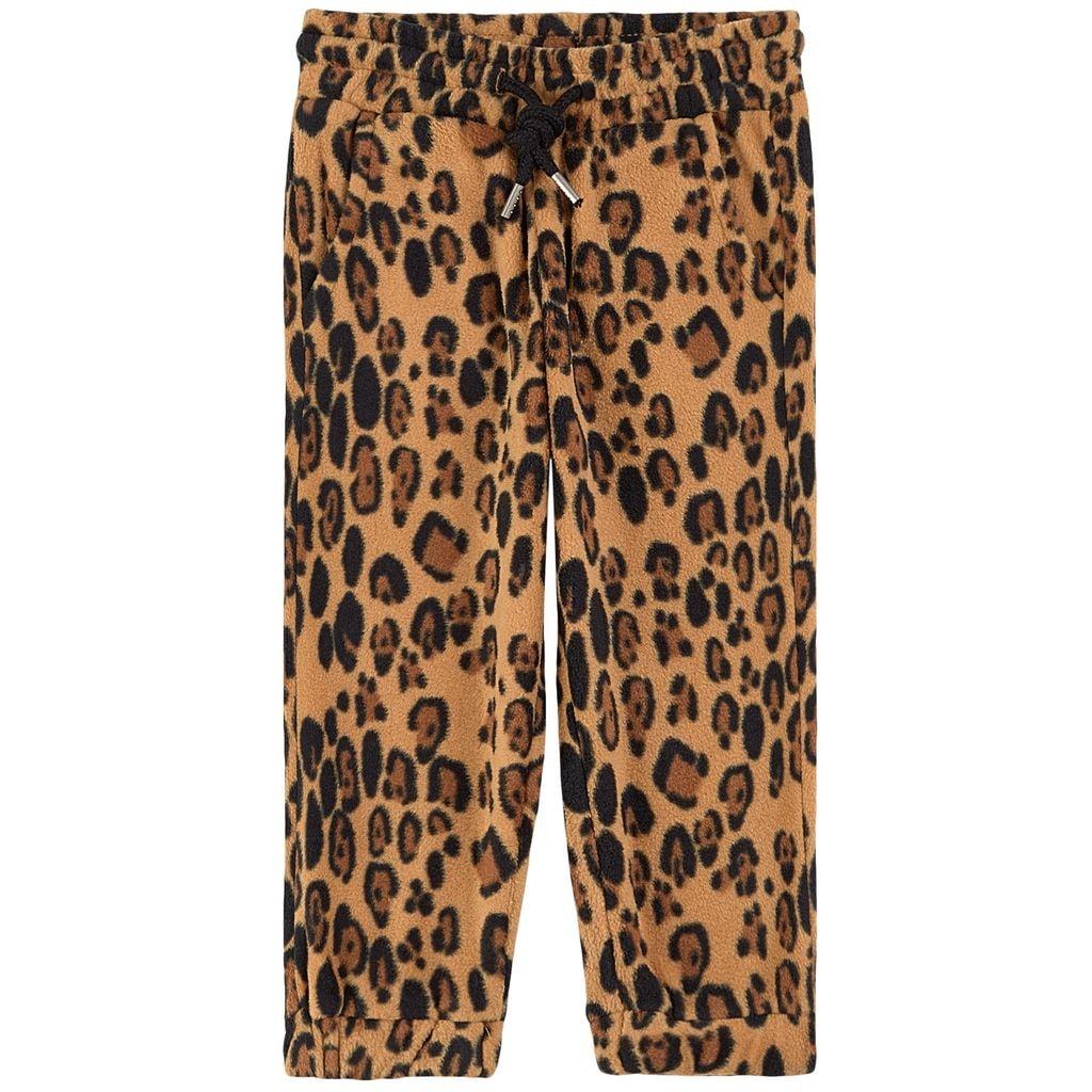 Leopard Fleece Trousers Beige
