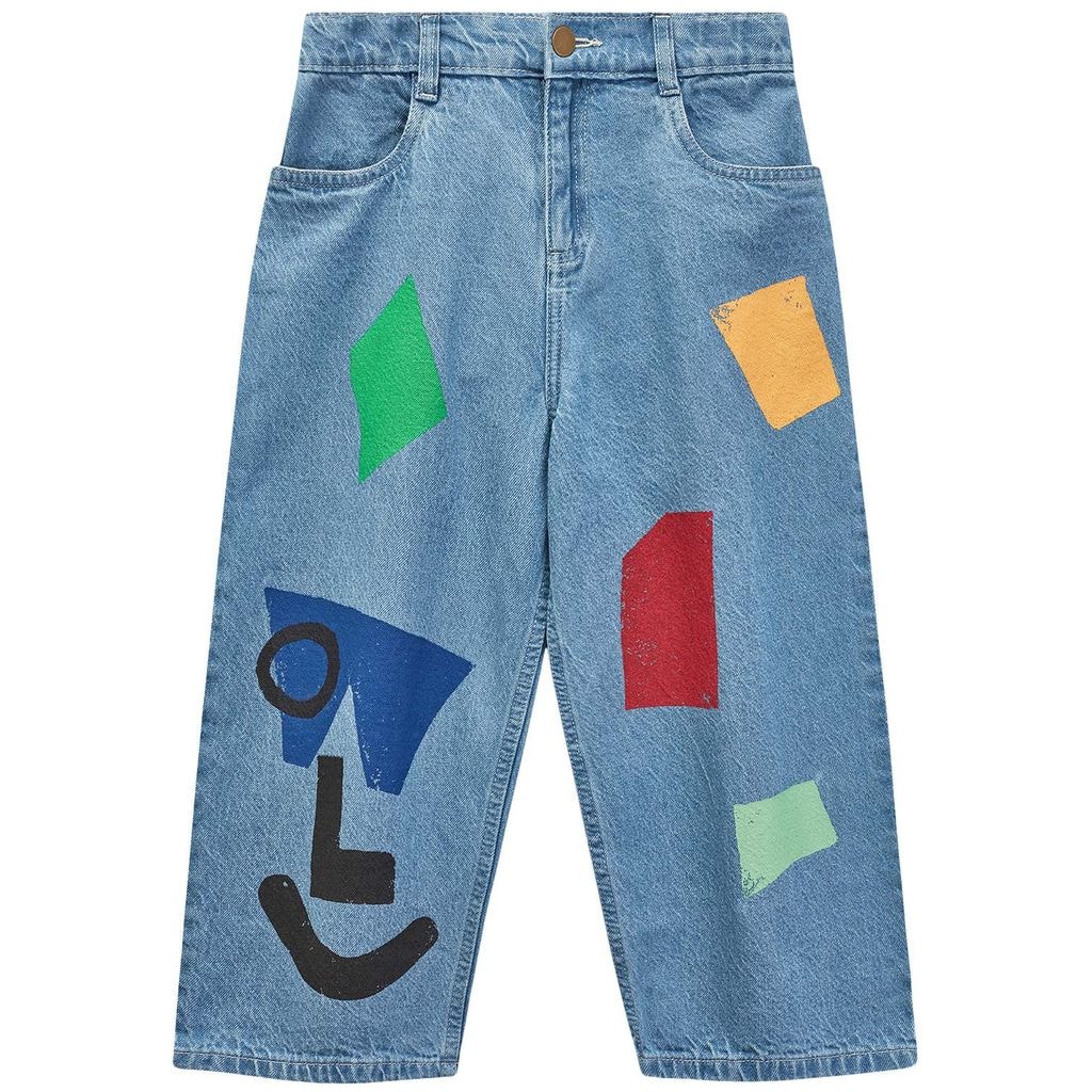 Amazed Face Jeans Mid Bleach Wash