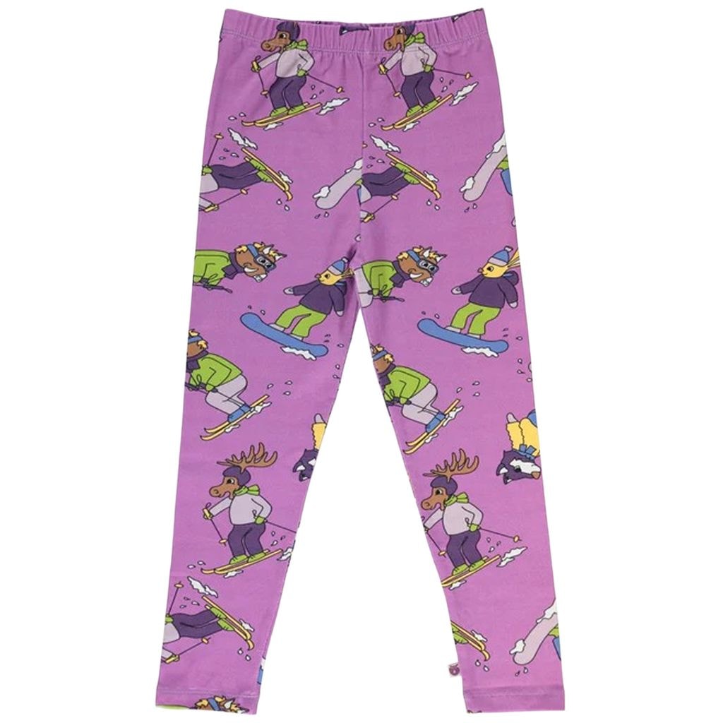 Skiing Children Leggings Dusty Lavender