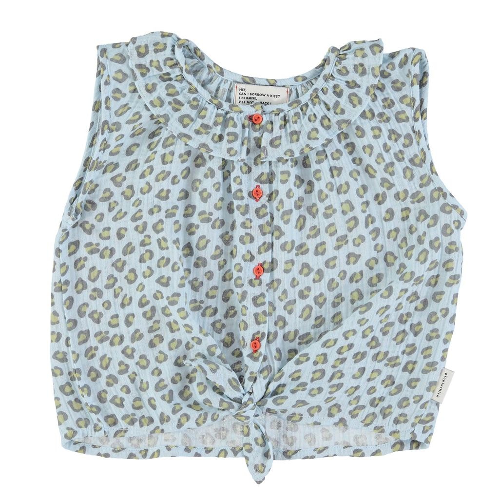 Leopard Print Blouse Light Blue