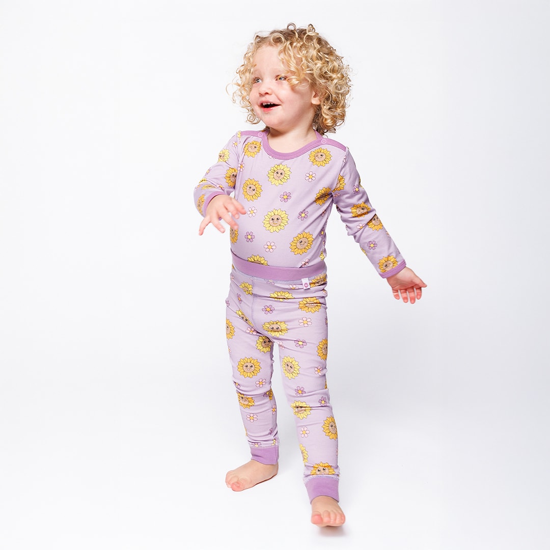 Elstar With Sunflowers Baby Leggings Heather Purple