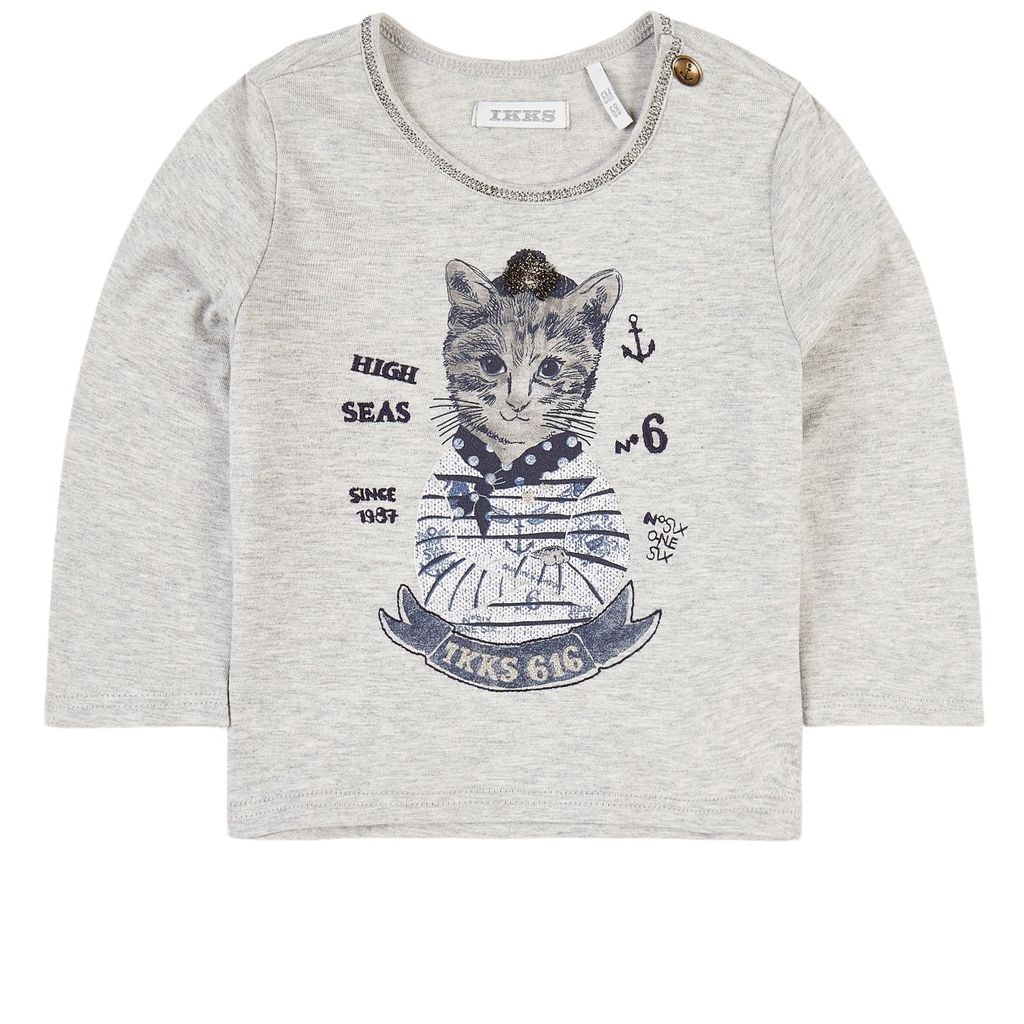 Nautical Cat T-Shirt Gray