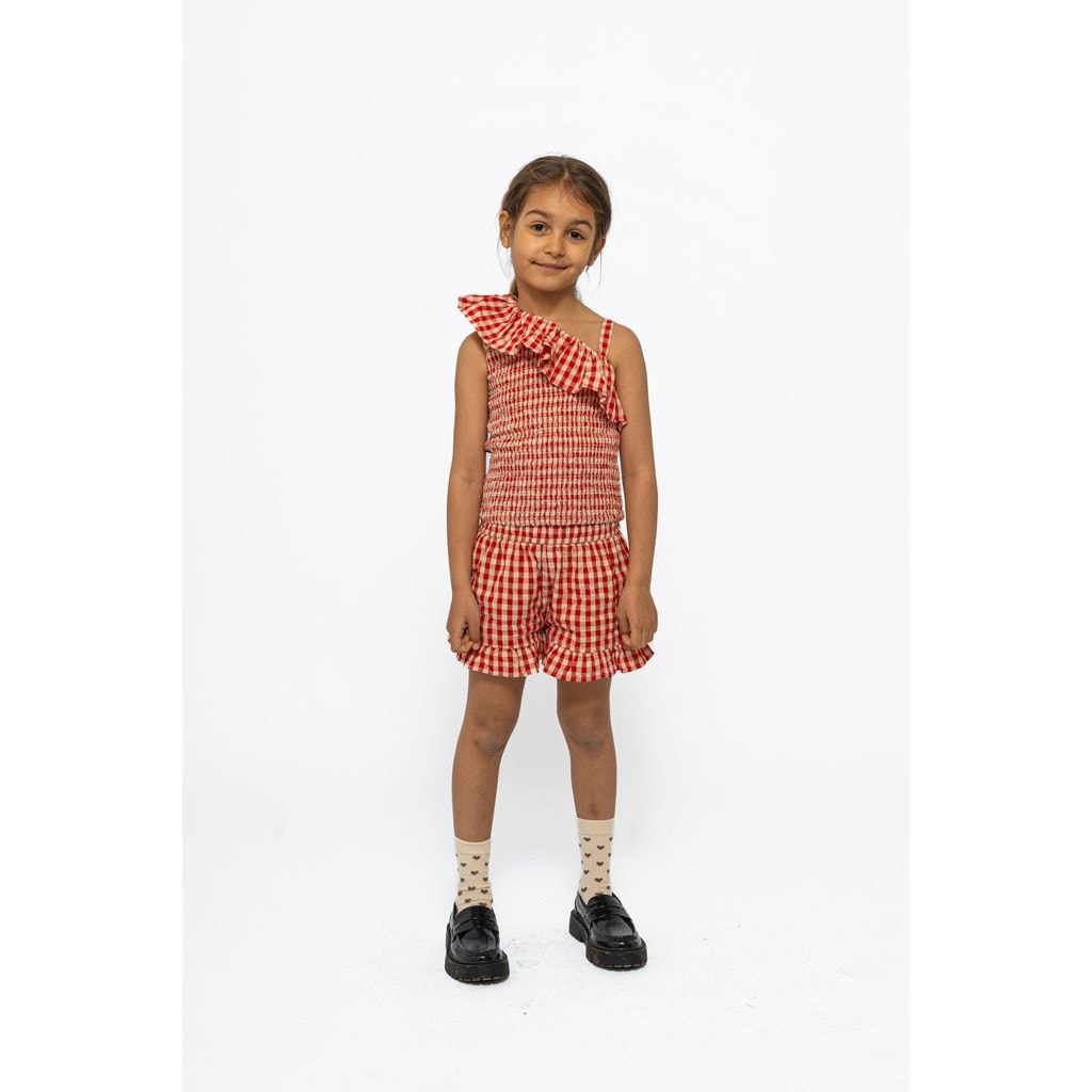 Nally Kort Topp Poppy Red Check