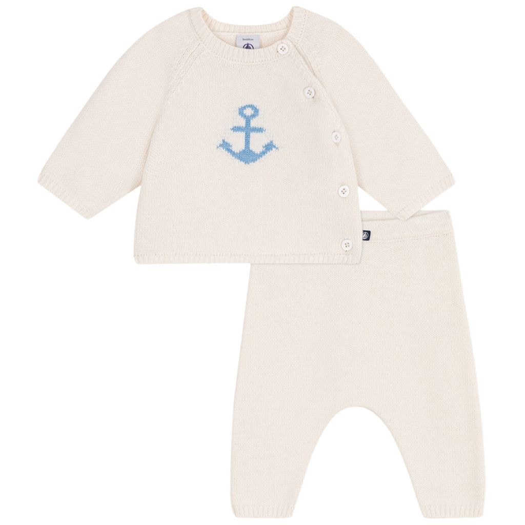 울 코튼 니트 2피스 의류 세트 Marshmallow