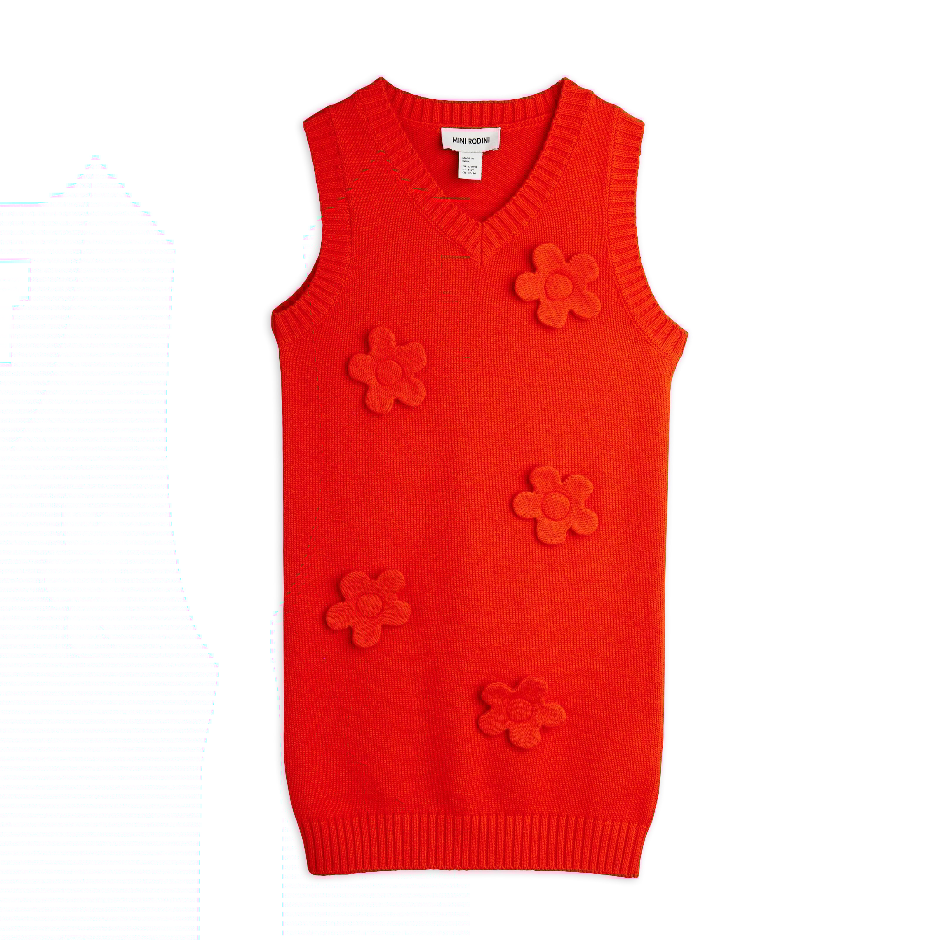 Knitted Flower Vest Dress Red
