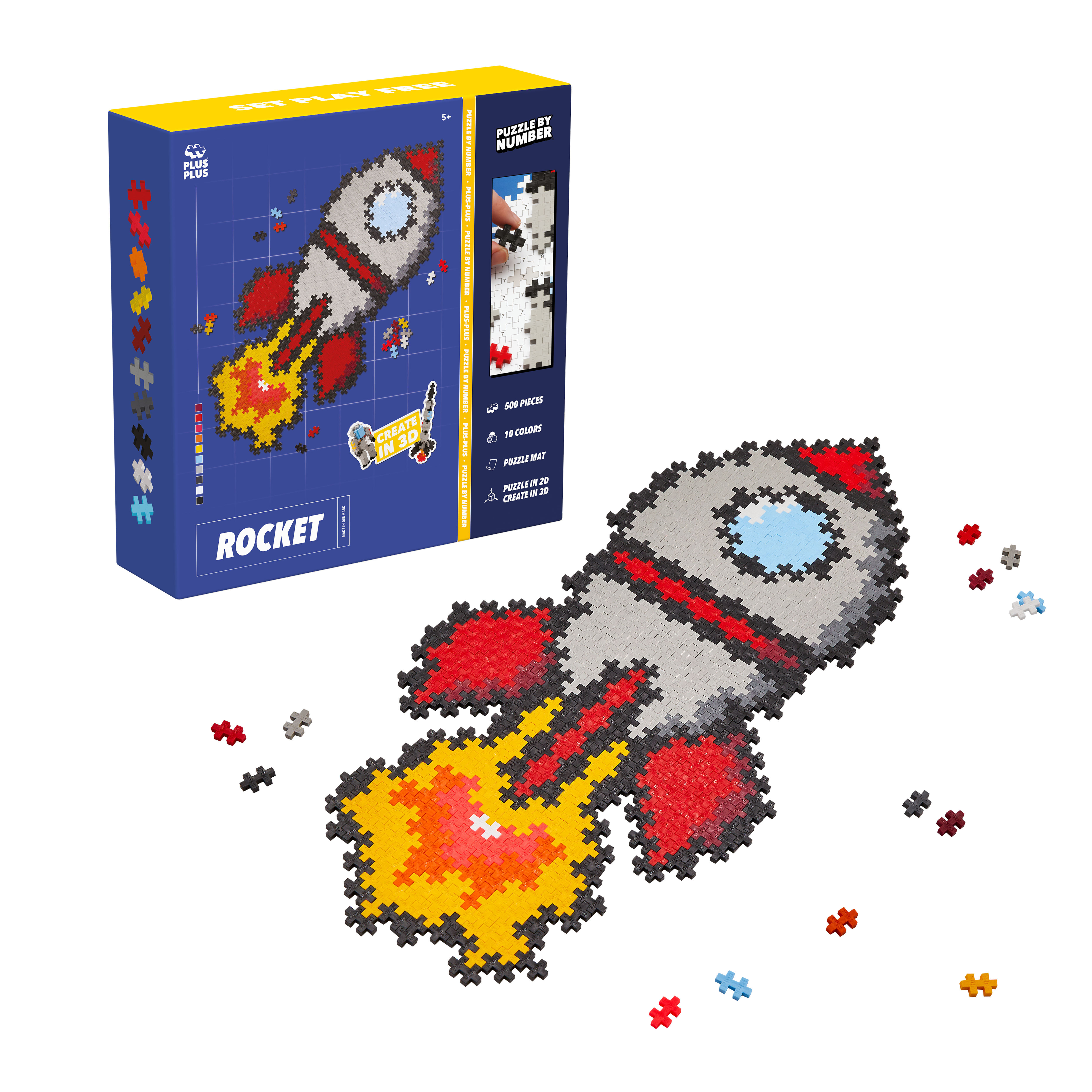 Plus-Plus Puzzle By Number Rymdraket - 500 Bitar Mix