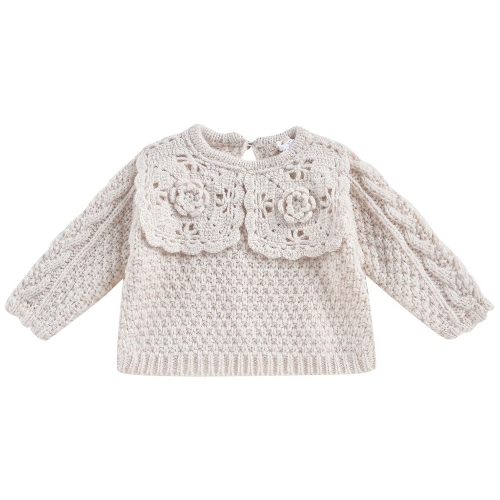 Hilda Knitted Baby Sweater Cream