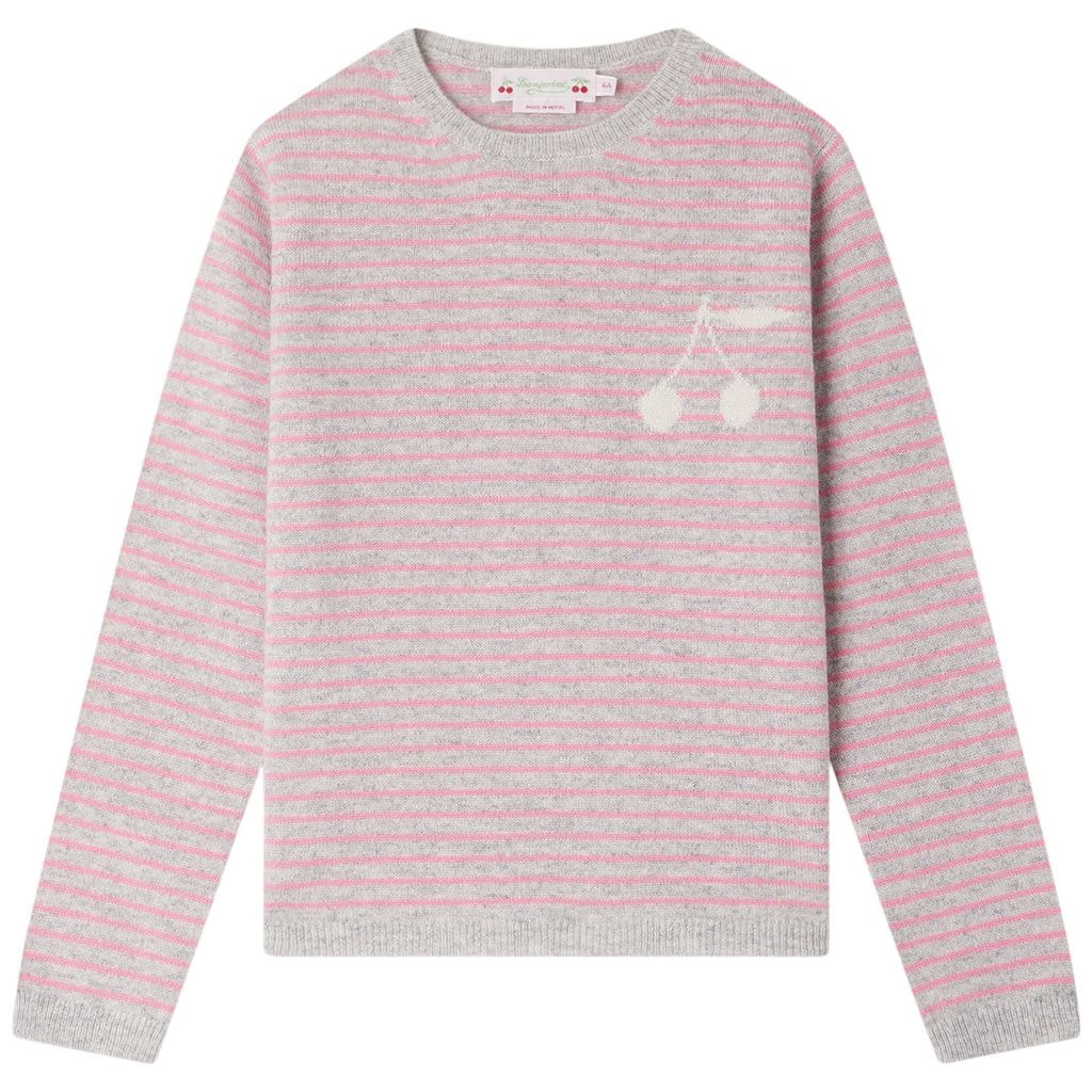 Striped Knit Sweater Dark Pink