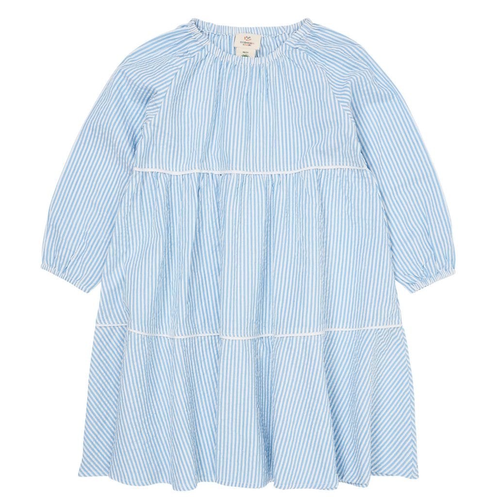 Bow Seersucker Mekko Sky Blue Cream Stripe