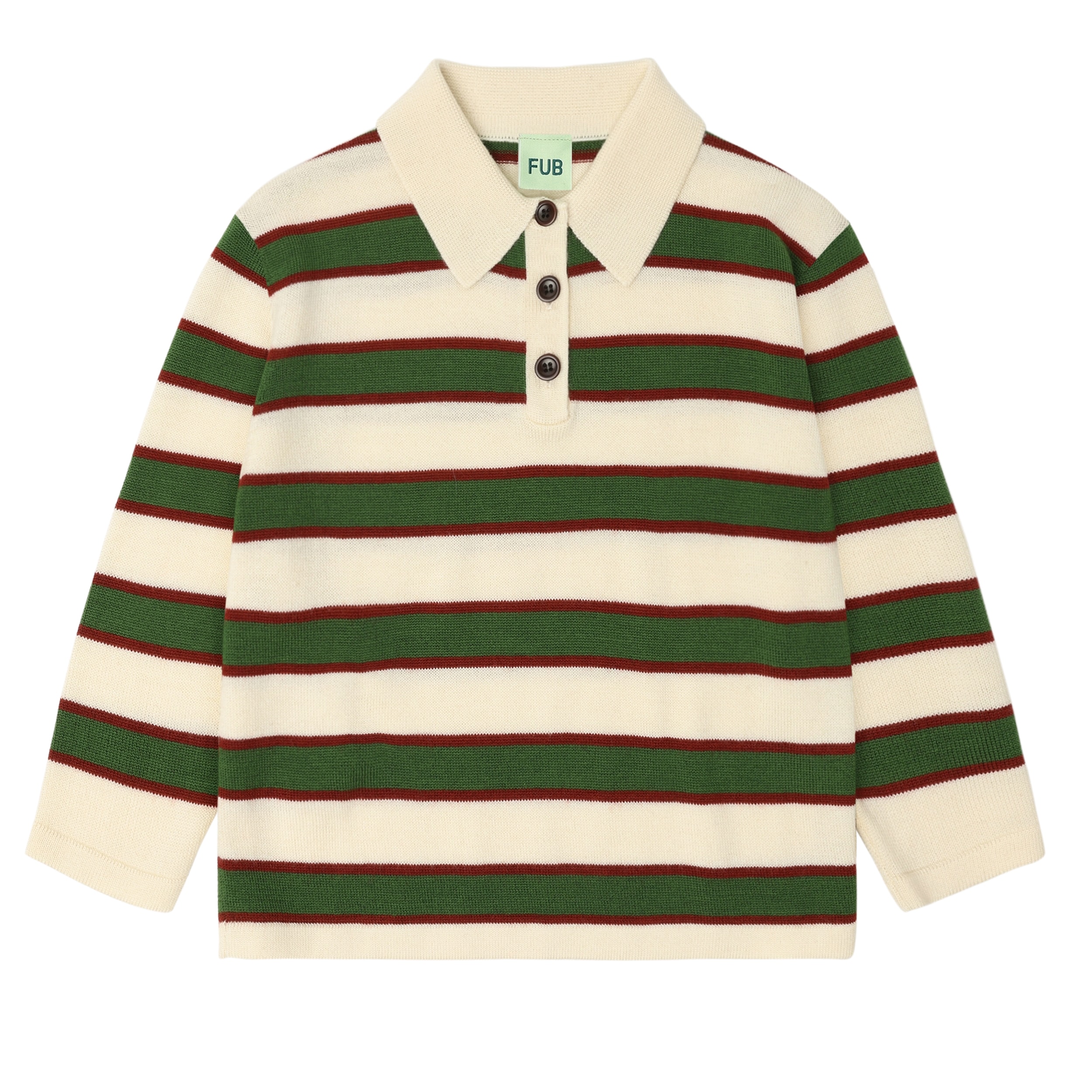 Wool Striped Polo Ecru