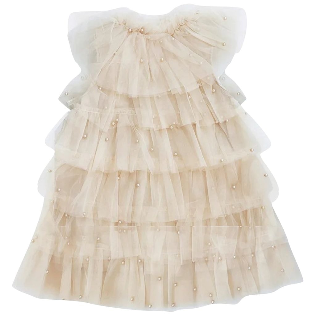 Pearl Tulle Tutu Dress Cream