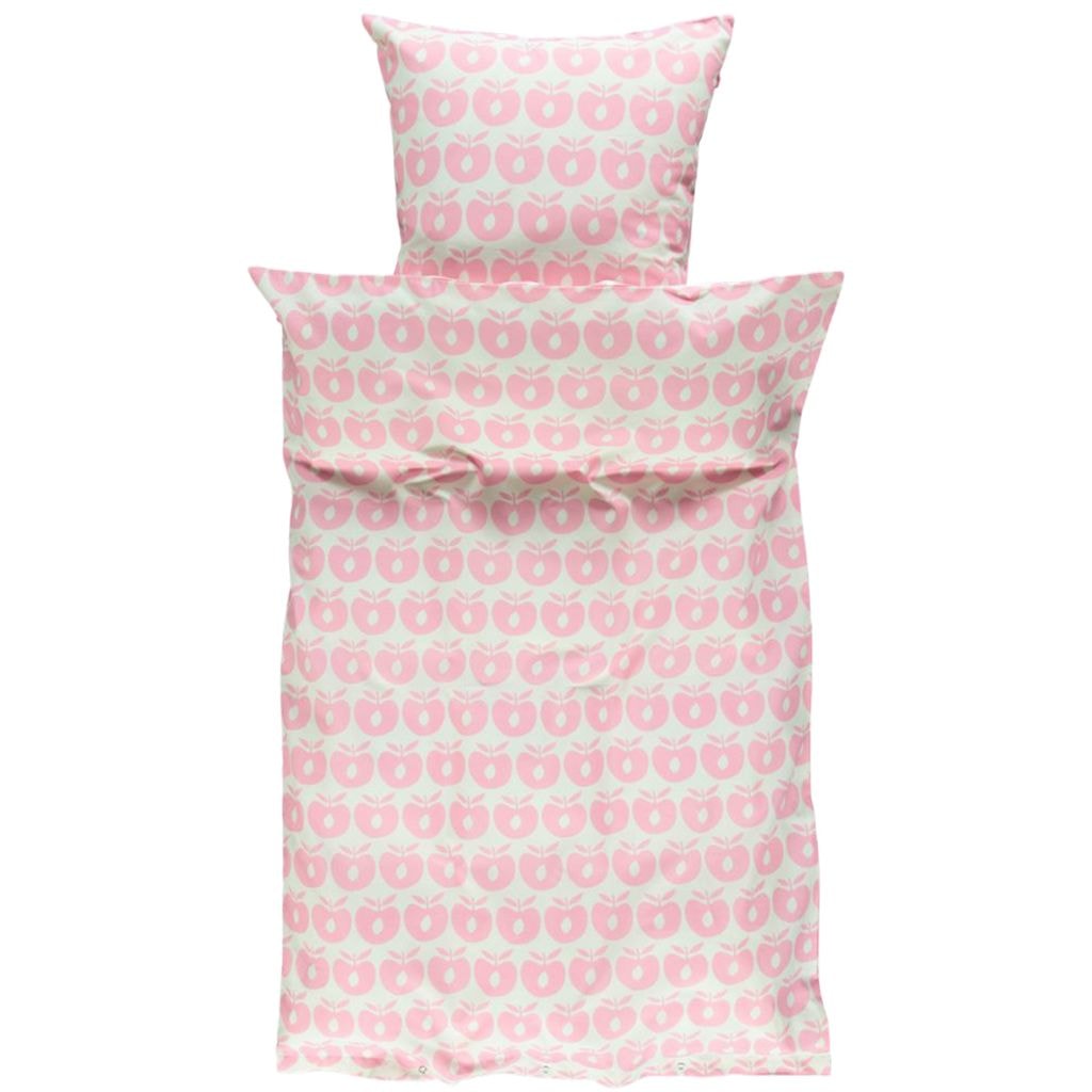 100x140 / 45x42 Mønstret Junior Sengetøy Sett Med Epler Rosa