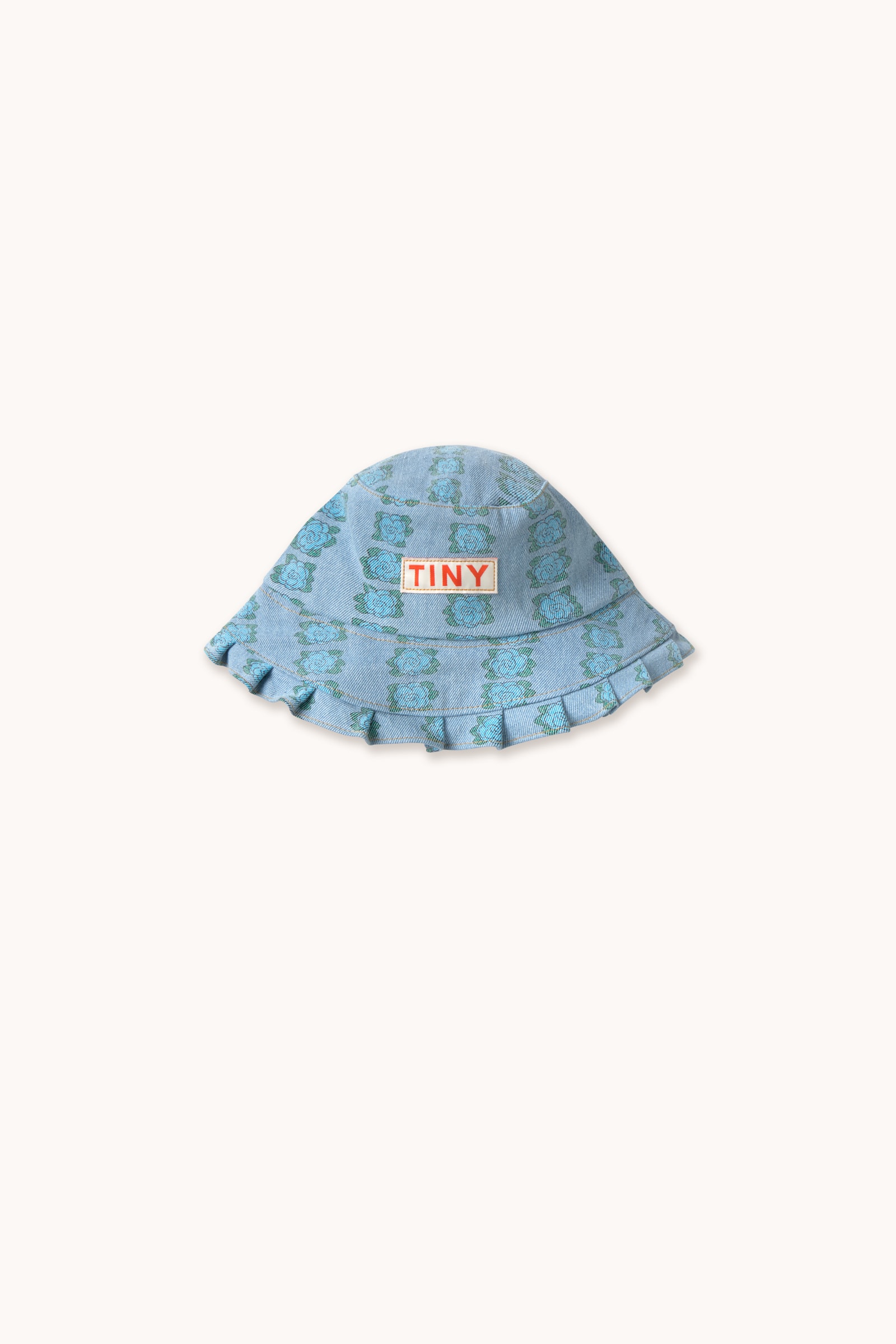 Blue Flowers Bucket Hat Light Wash Denim 