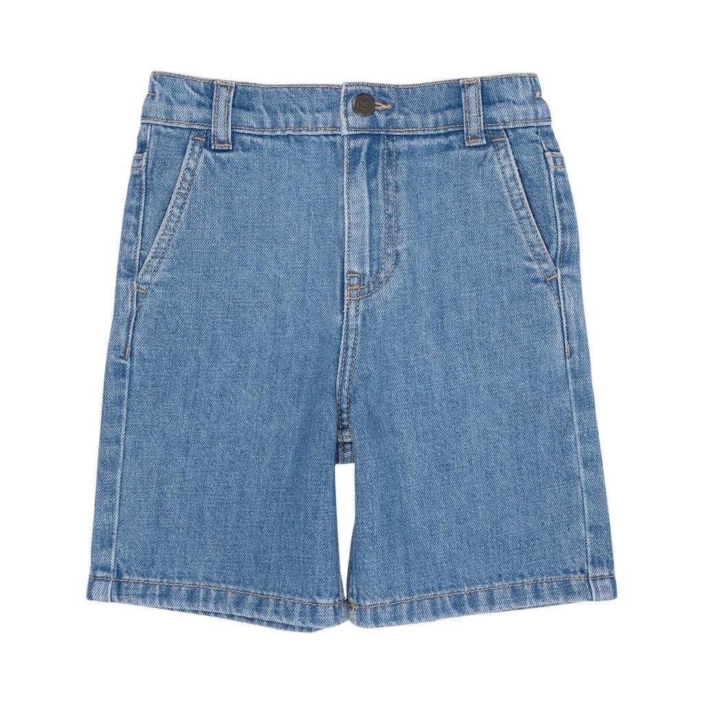Wide Legged Denim Shorts Light Blue Indigo Washed