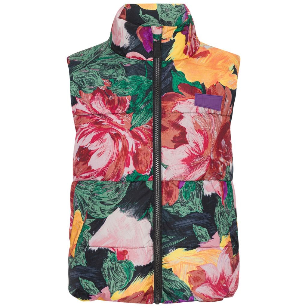 Heike Puffer Vest Painted Flowers