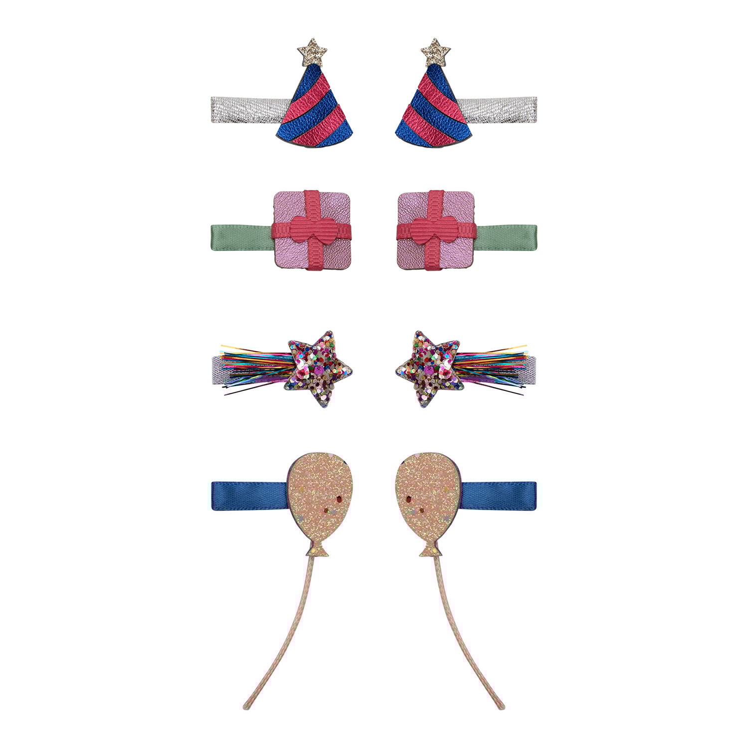 Mini Birthday Party Dancing Queen 8 Hair Clips Red 