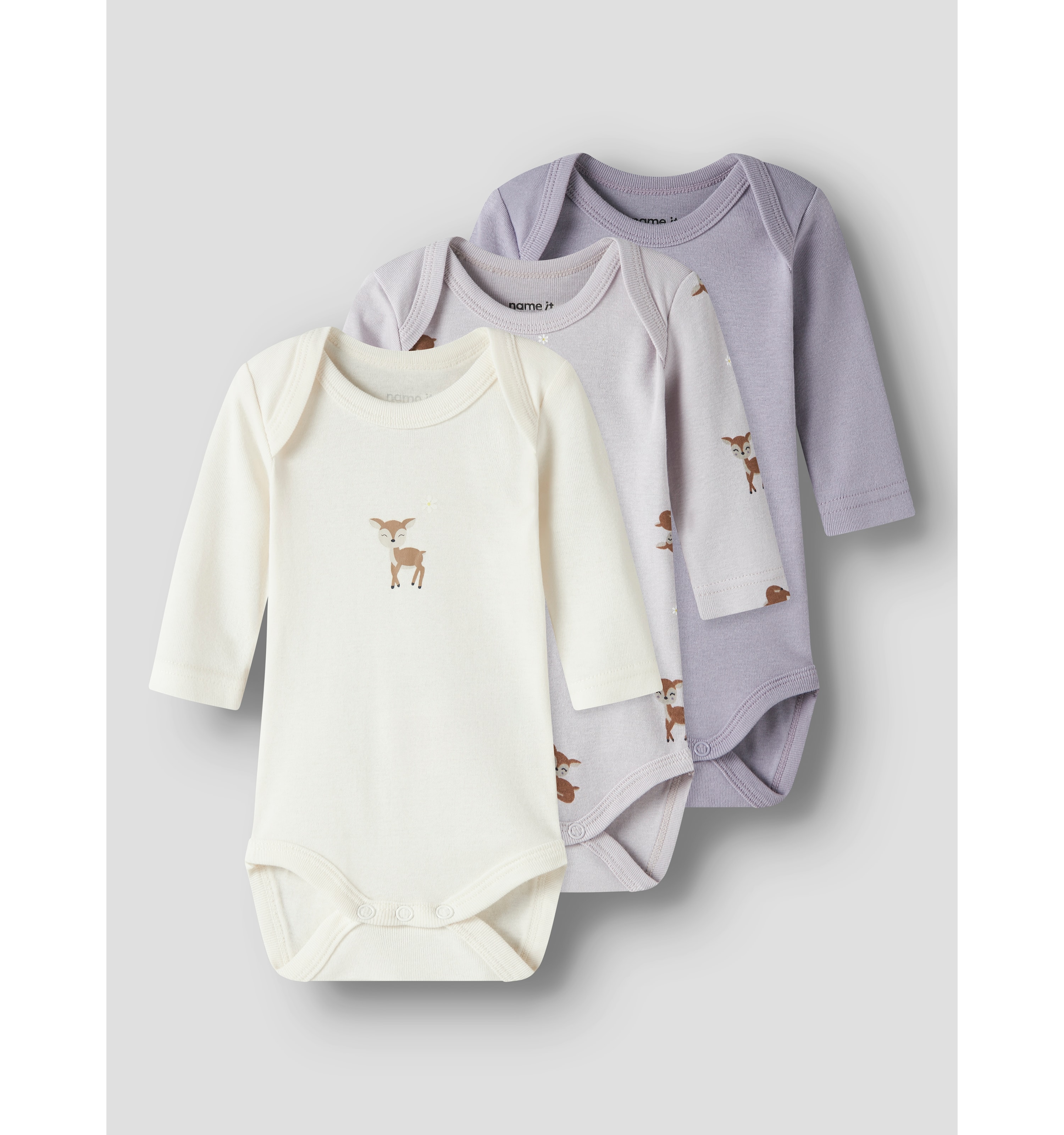 Deer 3-pack Baby Bodys Lilac Marble