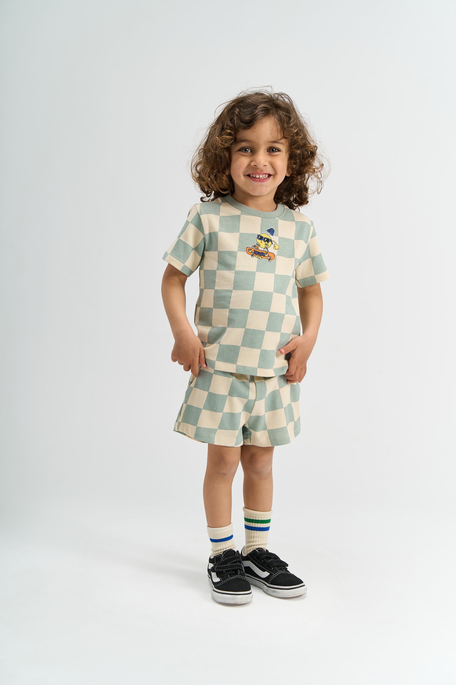 Sebaian Kortärmad Top Aqua Gray Aop