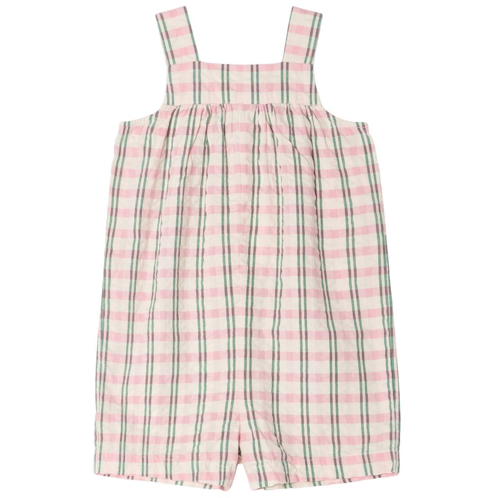 Seersucker Playsuit Check Carnation