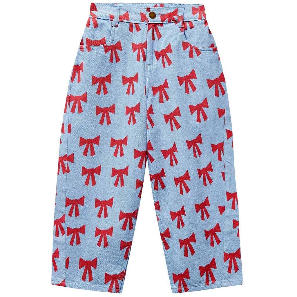 Square Pocket Jeans Setting Sun Bows