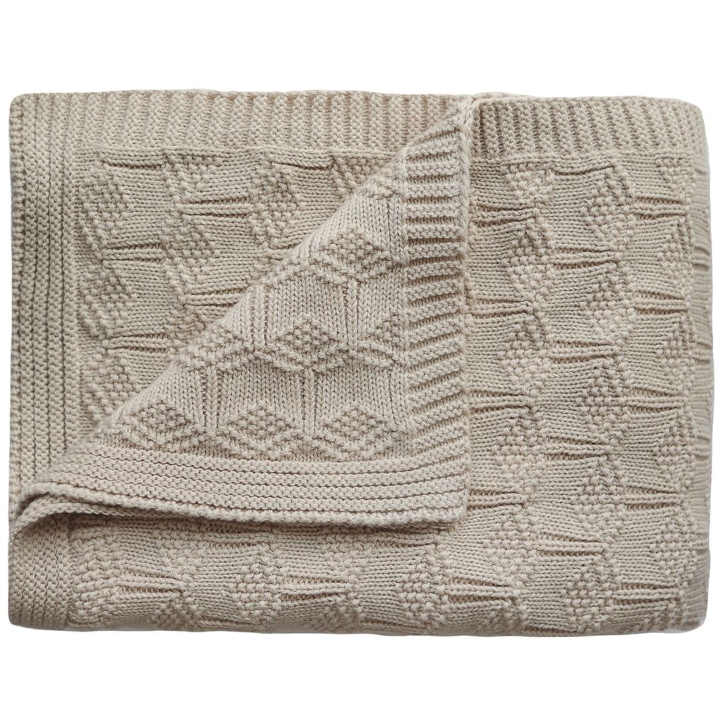 Honeycomb Knitted Baby Blanket Beige