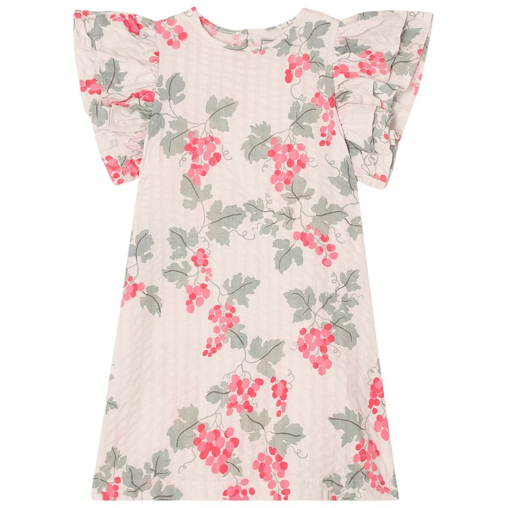 Seersucker Frill Dress Grapes Pink