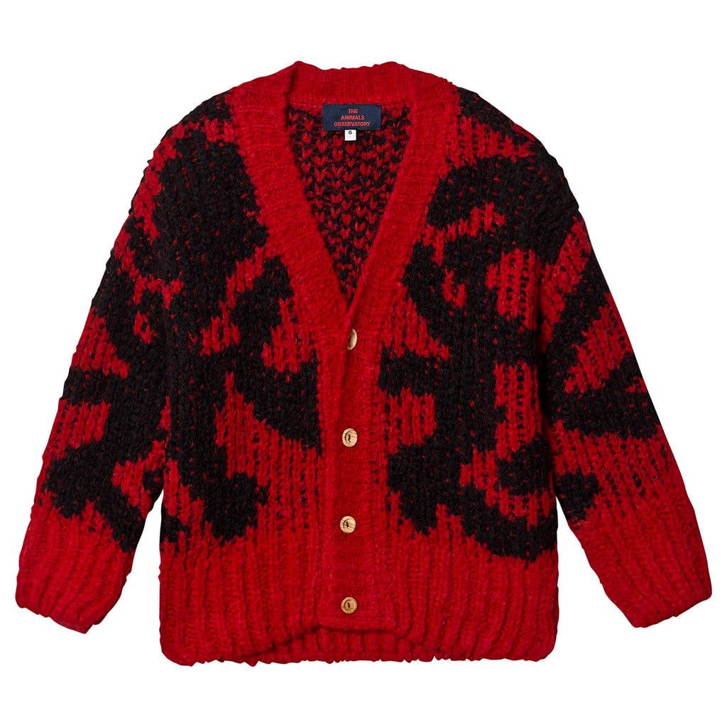 Arty Racoon Cardigan Red
