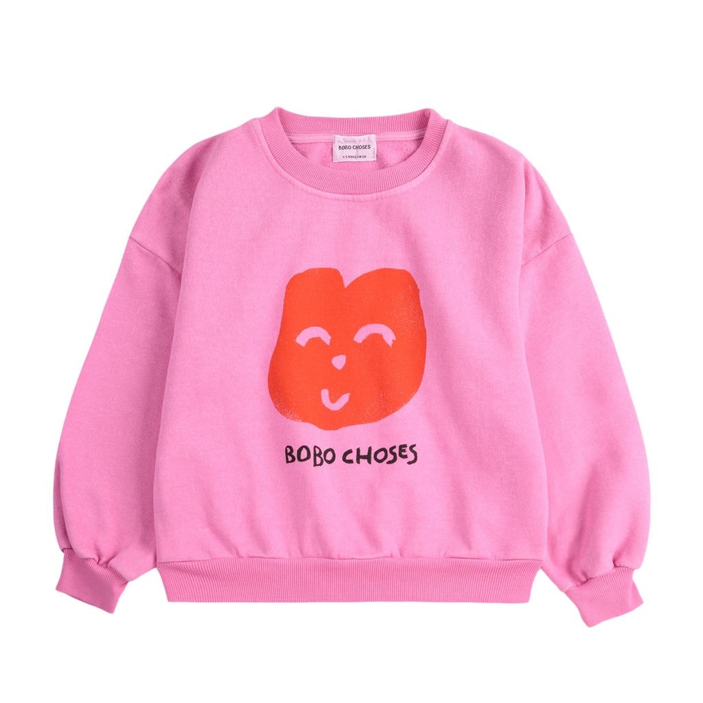Joyful Face Sweatshirt Fuchsia