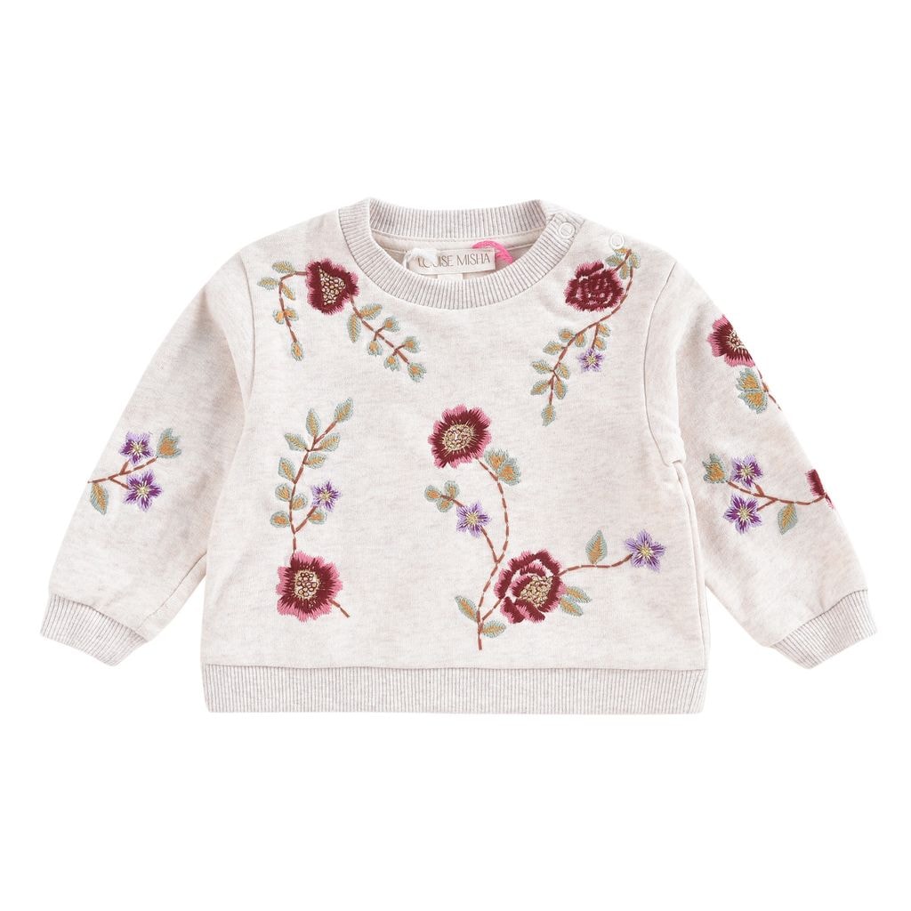 Rosalia Vauvan Villapaita Kukkakirjailulla Beige