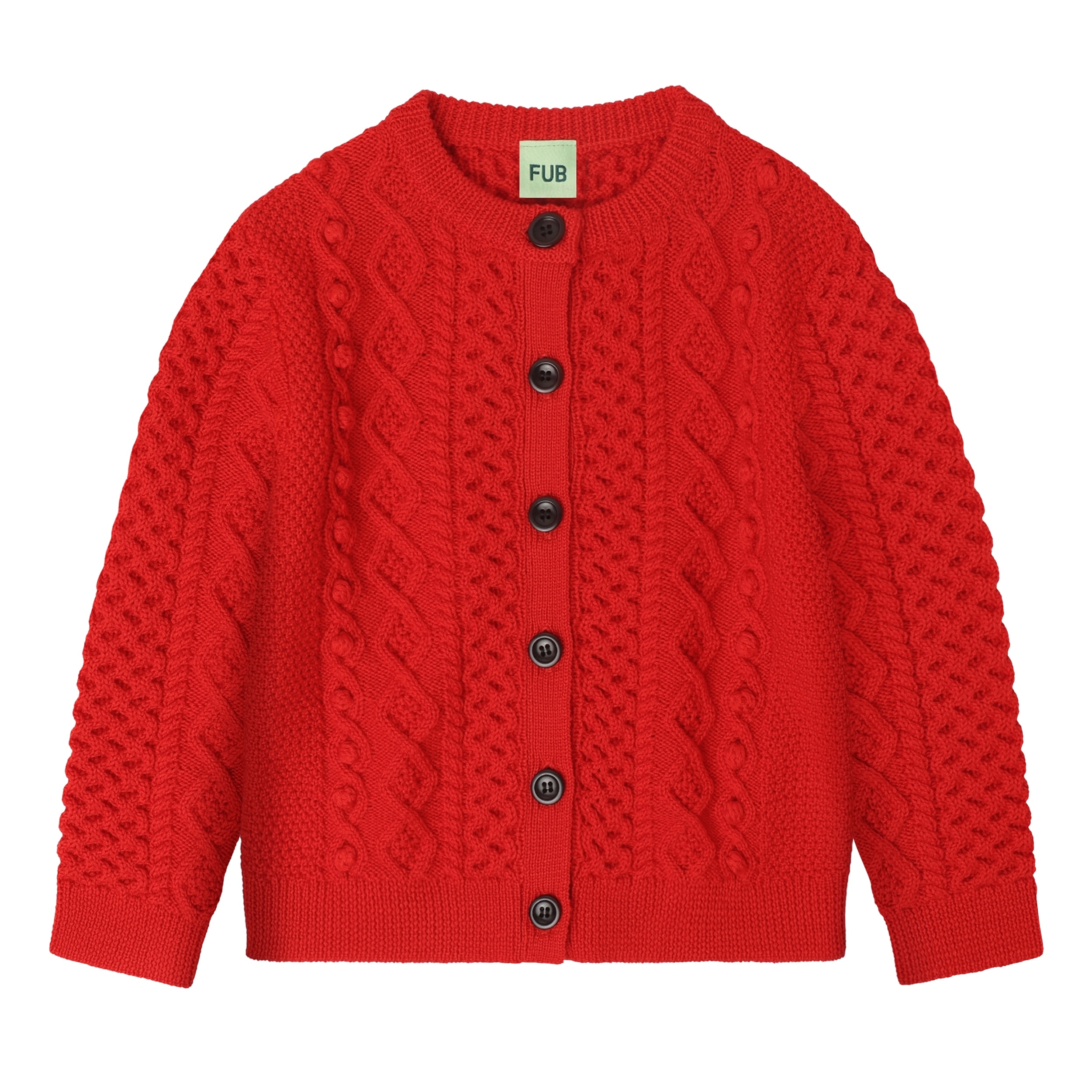 Aran Cardigan I Ull Signal Red
